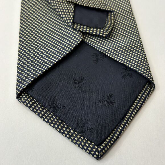 Brooks Brothers Makers Neck Tie All Silk Made in USA Navy w/Gold Geometric CLEAN - Picture 9 of 9